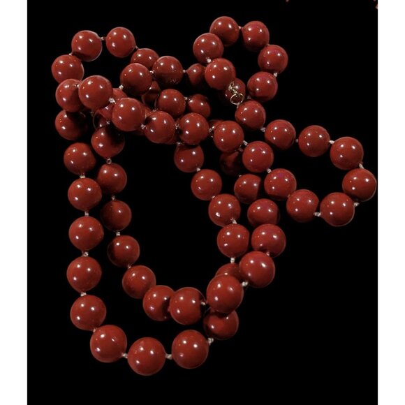 Casual Classic Brown Plastic Beaded Necklace - Picture 3 of 6